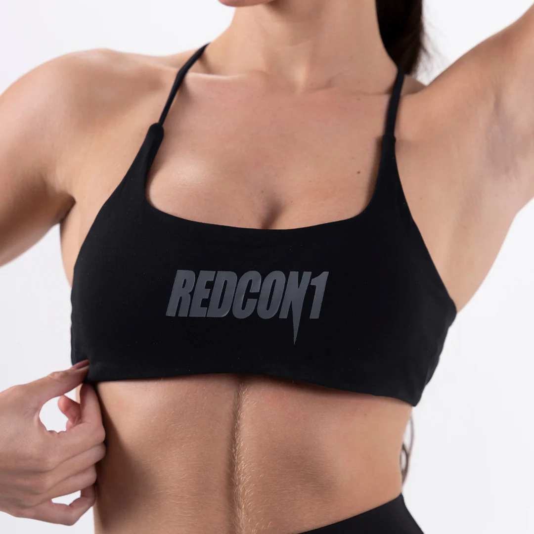 Black Essential Cross Back Sports Bra - Image 3