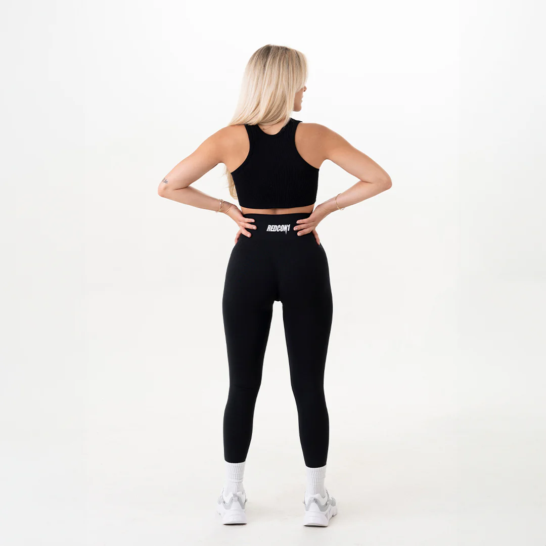 BLACK SOLID SEAMLESS LEGGINGS - Image 4